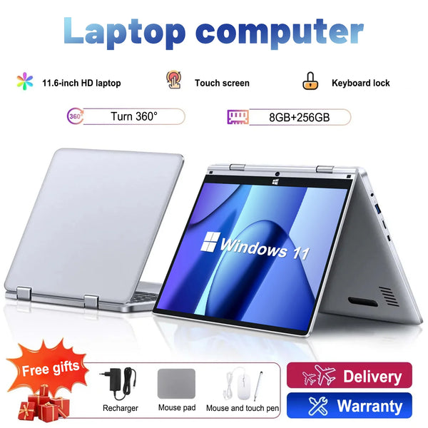 Tablet Laptop 2-in-1 N4020 11.6"IPS Ultra HD Celeron N4020 2.80 GHz 8GB DDR4 to 256GB SSD Gaming Office Windows 11 Laptop - SellerPool