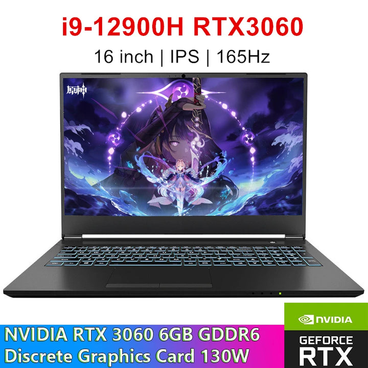 Gaming Laptop 16" IPS FHD Display Intel Core i9 12900H i7-12700H GeForce RTX 3060 GDDR6 6GB 64GB DDR4 1TB SSD Windows 11 Pro - SellerPool