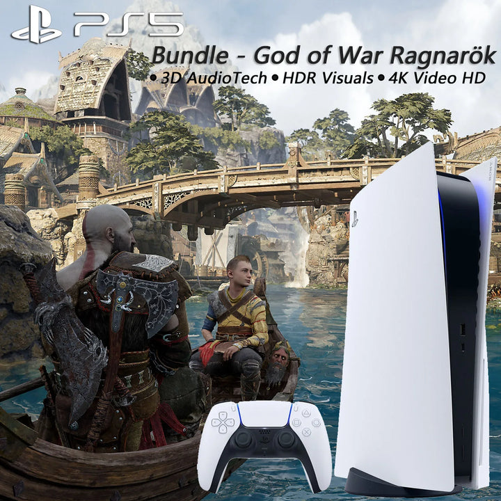 Sony PS5 PlayStation 5 Digital Edition Bundle - God of War Ragnark, Optical Drive Version Games Ultra High Speed PS 5 - SellerPool