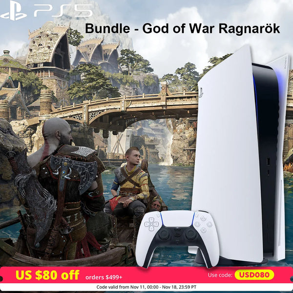 Sony PS5 PlayStation 5 Digital Edition Bundle - God of War Ragnark, Optical Drive Version Games Ultra High Speed PS 5 - SellerPool