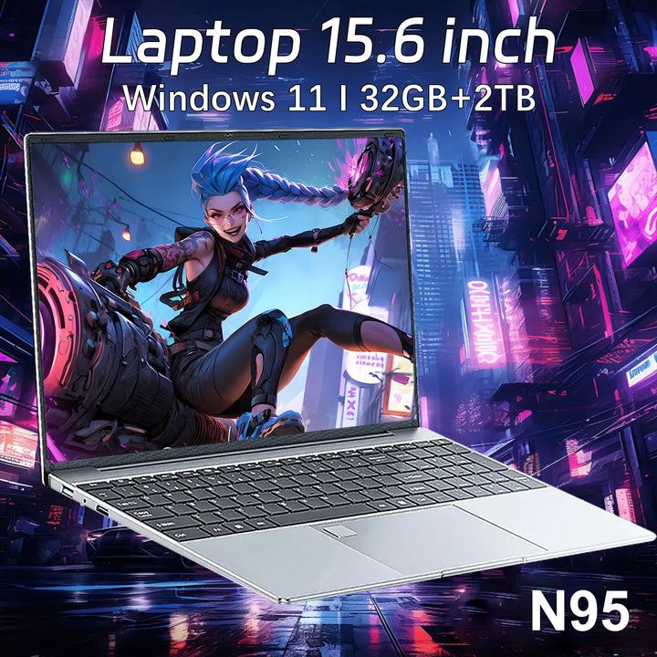 2024 Gaming Laptops Windows 11 Woman Study Notebook Netbook 15.6 Inch 12th Gen Intel Alder N95 32GB DDR4 2TB WiFi Ultrabook - SellerPool