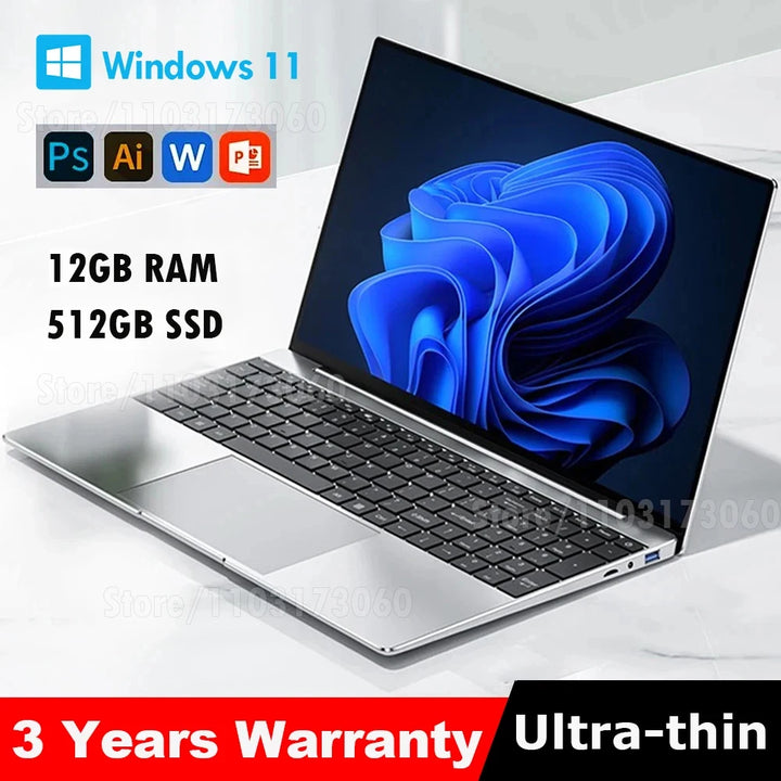 2024 New Laptop Computer Windows 11 Intel Celeron J4025 Notebook PC Gamer 12GB RAM 512GB 1TB SSD 1920*1080 Office Computer - SellerPool