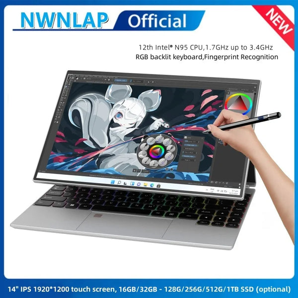 14-inch IPS touch screen computer tablet laptop N95 office business notebook 16G 128G --1TB SSD RGB WINDOWS 11 TOUCH ID - SellerPool