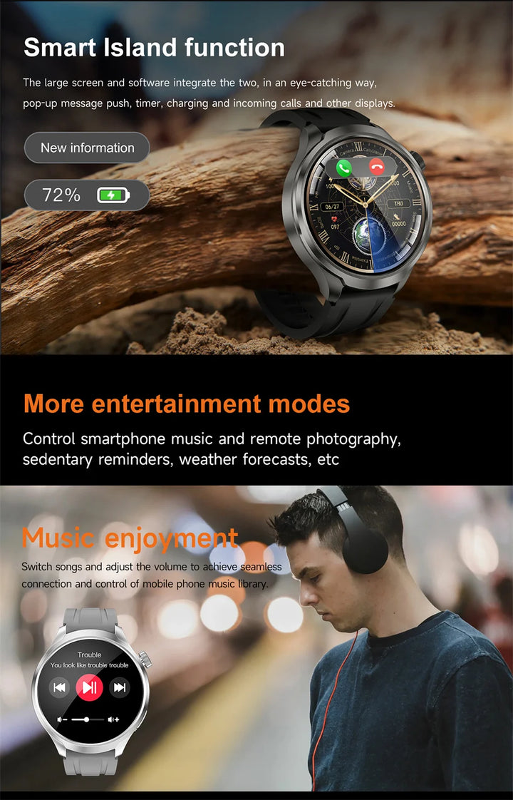 For HUAWEI Outdoor Sports Smart Watch Men 1.85" AMOLED Screen NFC GPS Compass Heart rate Waterproof Bluetooth Call SmartWatch - SellerPool