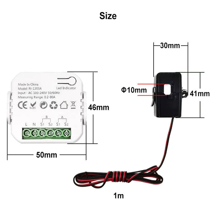 Zigbee Energy Meter Bidirectional 1, 2 Channel With Current Sensor Tuya Smart App Monitor - SellerPool