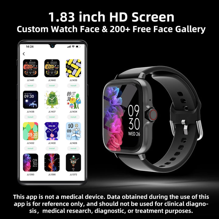 1.83'' Waterproof Smart Watch with Message Answer Call Sleep Monitoring Sports Pedometer Information Alerts For iPhone Android - SellerPool