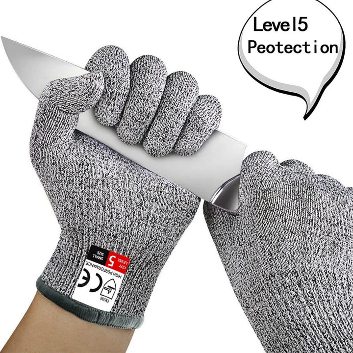 Grade 5 Cut Resistant Gloves Kitchen HPPE Scratch Resistant Glass Cutting Safety Protection for Gardeners - SellerPool