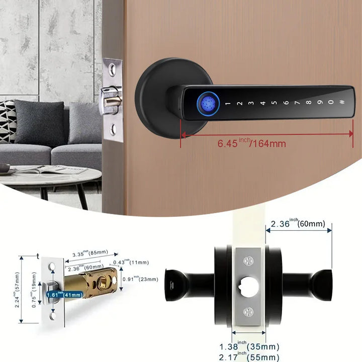 Xsdts Smart Door Lock Handle: Fingerprint, Key Card, Digital Keypad Entry - SellerPool