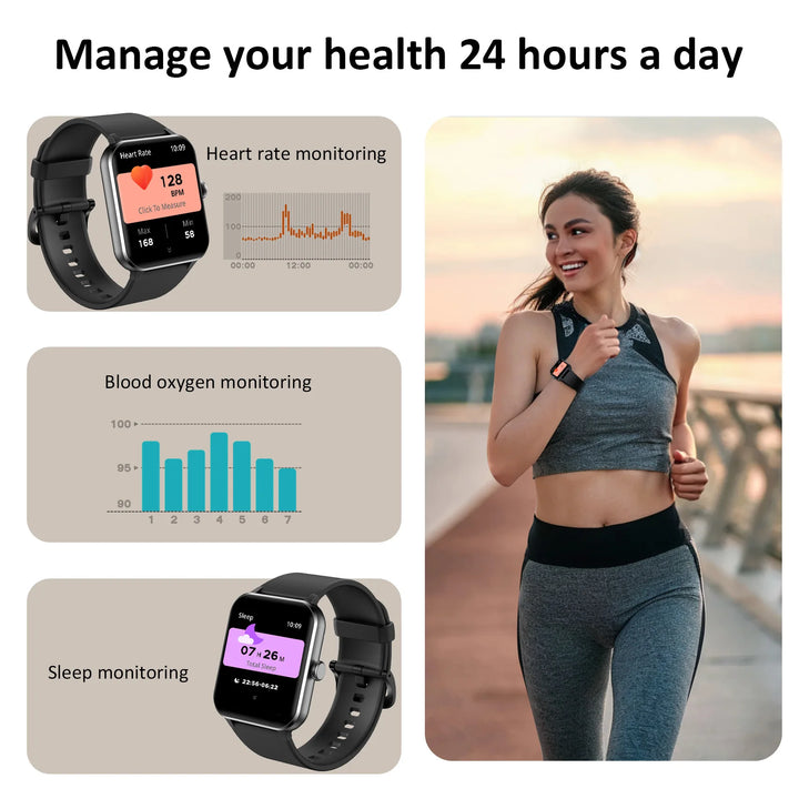 IOWODO Smart Watch 1.85” Full Touch HD Smartwatch Bluetooth Calling 100+ Sport Fitness Tracking Watch with Voice Assistant - SellerPool