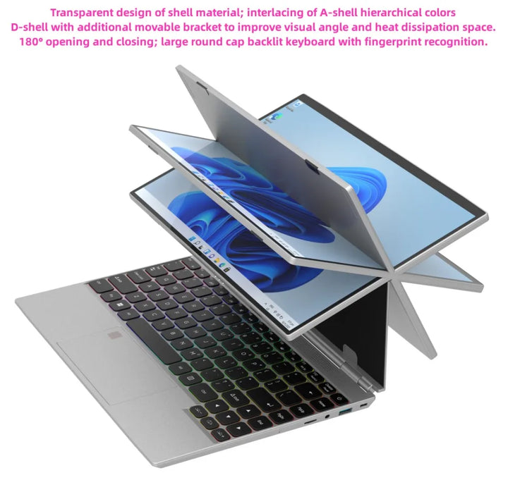 360° Rotating 14.0'' IPS Touch Screen 32G 128G-1T Laptop N95 Windows 11 Notebook 4 In 1 Tablet Business Office Slim Touch ID RGB - SellerPool