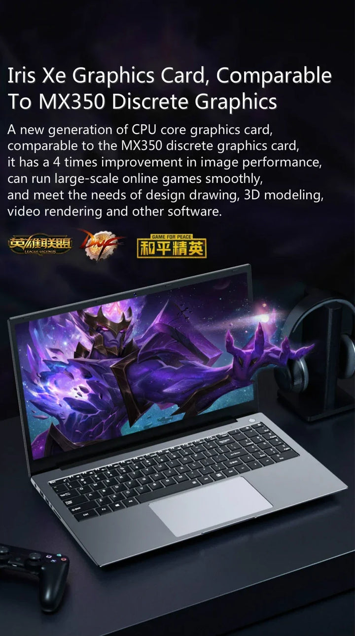 15.6 Inch Gaming Laptop Intel i7 1360P NVIDIA MX550 2G i9 10880H IPS Fingerprint Office Ultrabook Slim Notebook Windows 11 WiFi - SellerPool