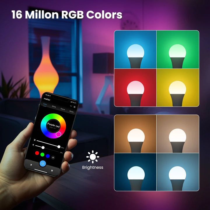 MOES E27 Smart LED Bulb - Dimmable, 16 Million Colors, Voice Control Compatible 9W E27 Bulb - SellerPool