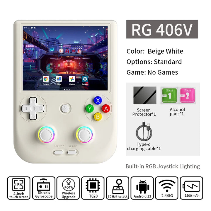 ANBERNIC RG 406V Video Handheld Game Console 4" IPS HD Touch Screen Android 13 Wifi Retro Games Player Supports 1080p DP RG406V - SellerPool