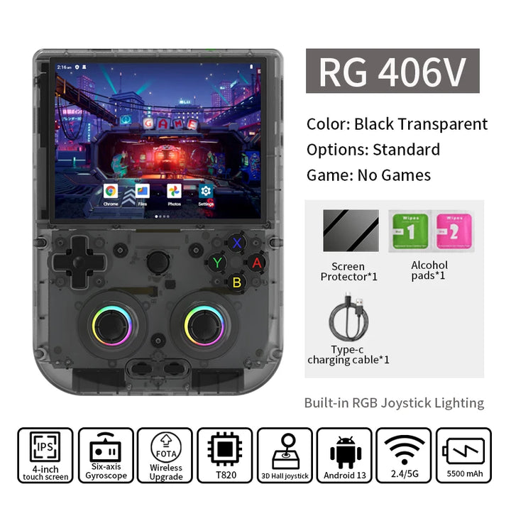 ANBERNIC RG 406V Video Handheld Game Console 4" IPS HD Touch Screen Android 13 Wifi Retro Games Player Supports 1080p DP RG406V - SellerPool