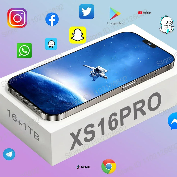 Brand New Original 16GB+1TB For Smartphone 6.8 inch XS16 Pro Full Screen 4G 5G Cell Phone 6800mAh Mobile Phones Global Version - SellerPool