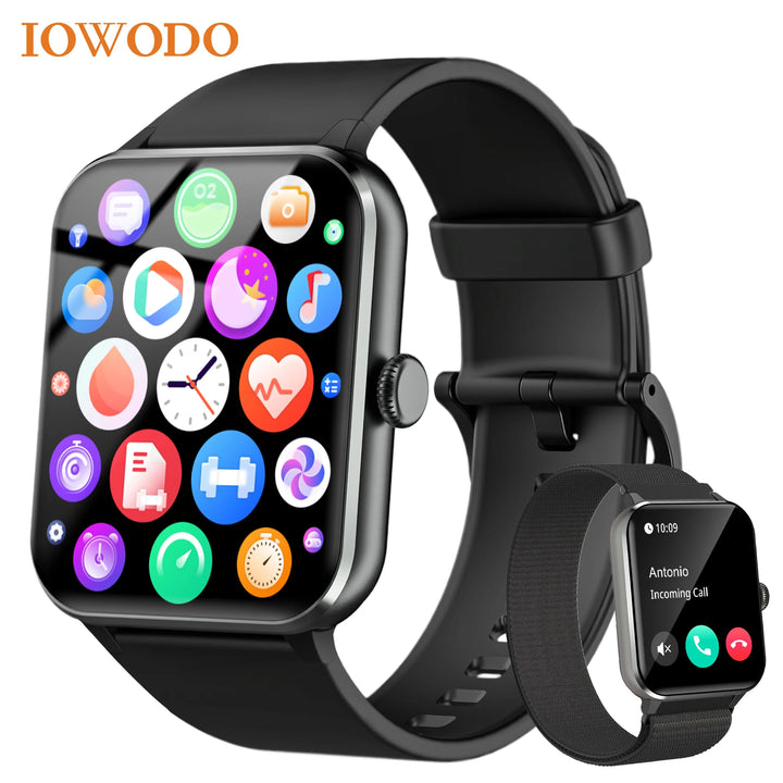 IOWODO Smart Watch 1.85” Full Touch HD Smartwatch Bluetooth Calling 100+ Sport Fitness Tracking Watch with Voice Assistant - SellerPool