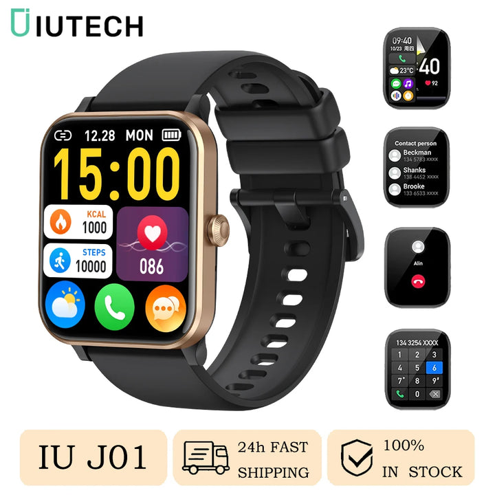 IUTECH J01 Smart Watch 2024 1.85"Bluetooth Calls Waterproof Sport Smartwatch Custom Dial Bracelet Fitness SmartWatch Men Women - SellerPool