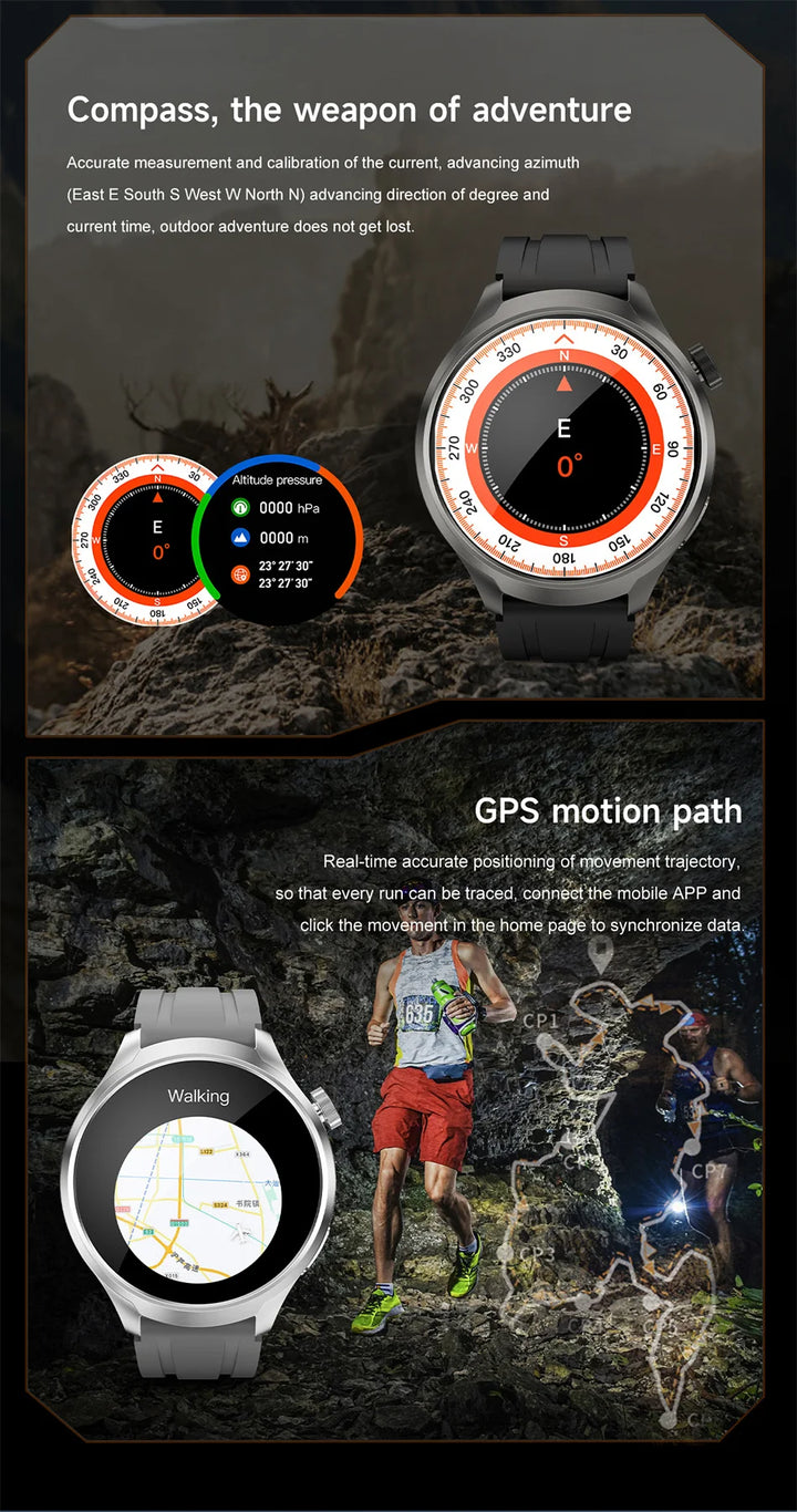 For HUAWEI Outdoor Sports Smart Watch Men 1.85" AMOLED Screen NFC GPS Compass Heart rate Waterproof Bluetooth Call SmartWatch - SellerPool