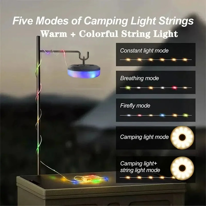 LED Camping Lamp Strip Atmosphere 10M Length Waterproof Recyclable Light Belt Outdoor Garden Decoration Lamp for Tent Room - SellerPool