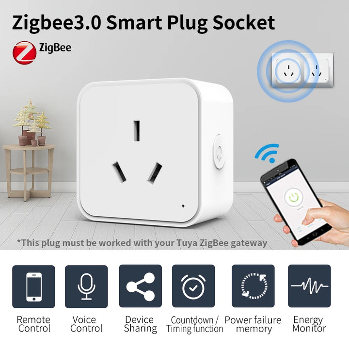 Tuya Zigbee Smart Socket Au Plug Smartlife App Wireless Remote Control - SellerPool