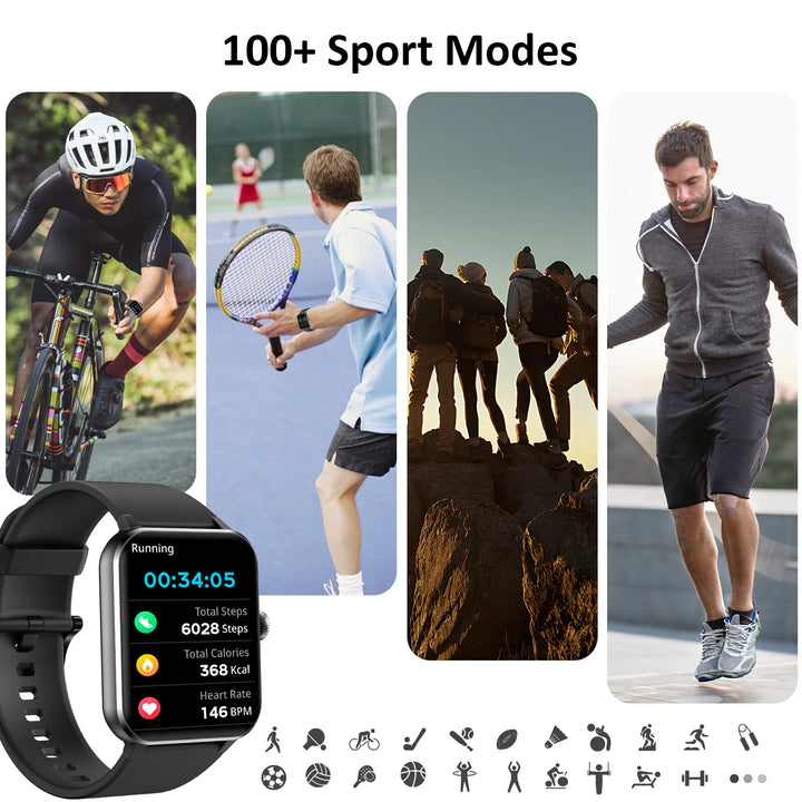 IOWODO Smart Watch 1.85” Full Touch HD Smartwatch Bluetooth Calling 100+ Sport Fitness Tracking Watch with Voice Assistant - SellerPool