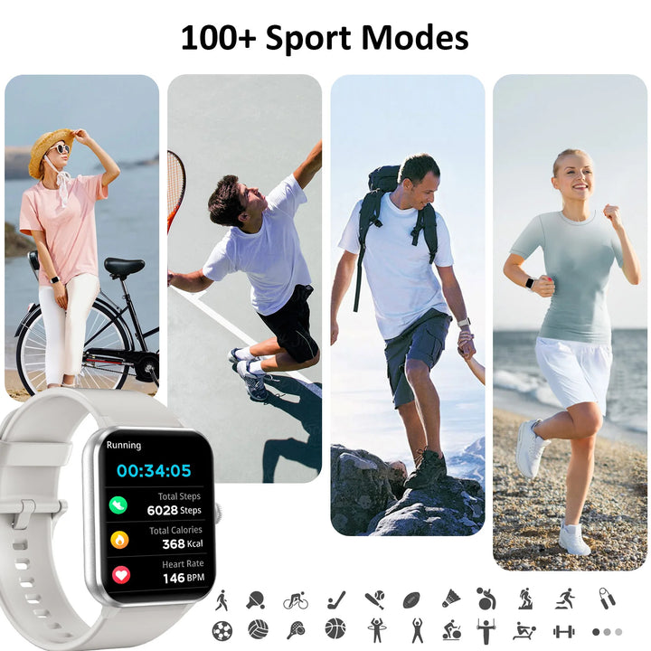 IOWODO Smart Watch Bluetooth Calling 1.85” Full Touch HD Smartwatch 100+ Sport Fitness Tracking Watch with Voice Assistant - SellerPool