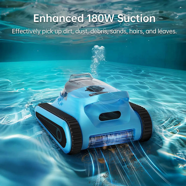 Robotic Pool Cleaner Automatic: NexTrend Pool Vacuum for Above Ground Pool Wall Floor Waterline Cleaning 180W Powerful Suction