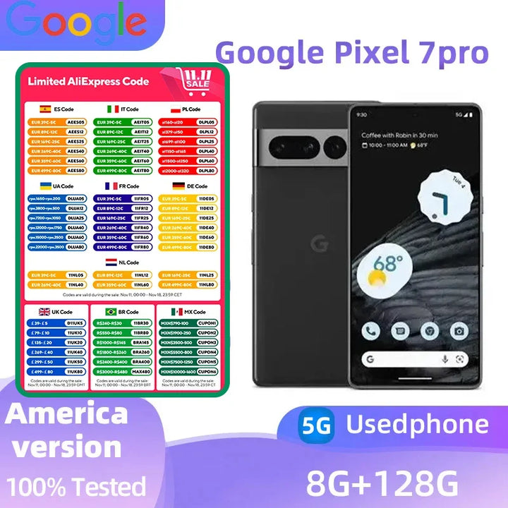 Google Pixel 7 pro 5G 6.7Inch LTPO AMOLED 120Hz Screen Google Tensor 30W Super Charge 5003mAh Battery OTG used phone - SellerPool