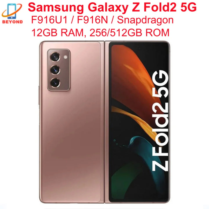 Samsung Galaxy Z Fold 2 Fold2 5G F916N F916U1 7.6" Foldable AMOLED 12GB RAM 256/512GB ROM NFC Snapdragon 95% New Cell Phone - SellerPool