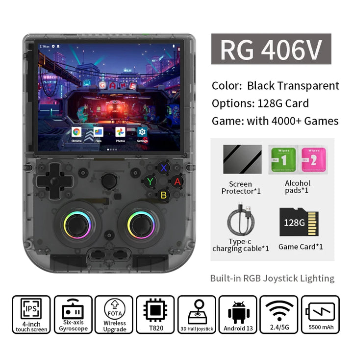 ANBERNIC RG 406V Video Handheld Game Console 4" IPS HD Touch Screen Android 13 Wifi Retro Games Player Supports 1080p DP RG406V - SellerPool