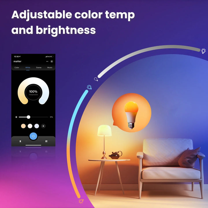 MOES E27 Smart LED Bulb - Dimmable, 16 Million Colors, Voice Control Compatible 9W E27 Bulb - SellerPool