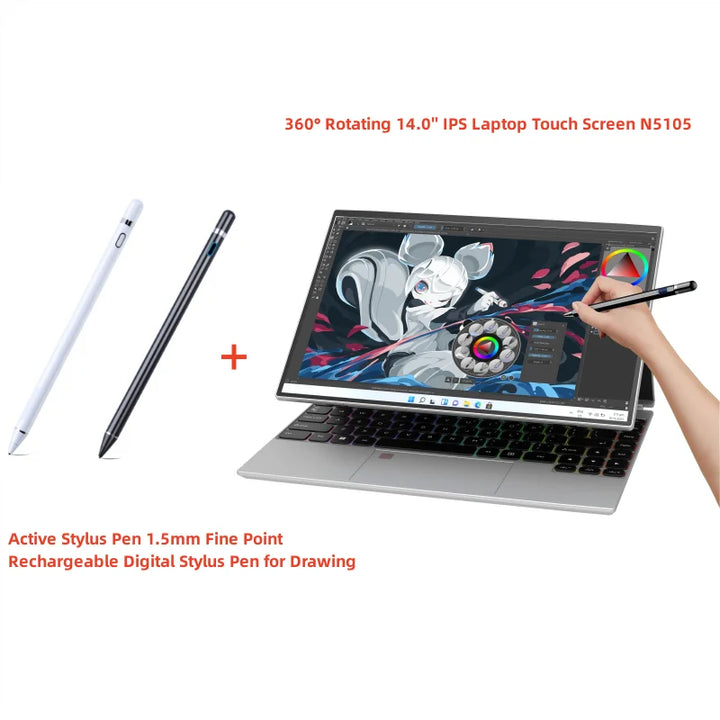 360° Rotating 14.0'' IPS Touch Screen 32G 128G-1T Laptop N95 Windows 11 Notebook 4 In 1 Tablet Business Office Slim Touch ID RGB - SellerPool