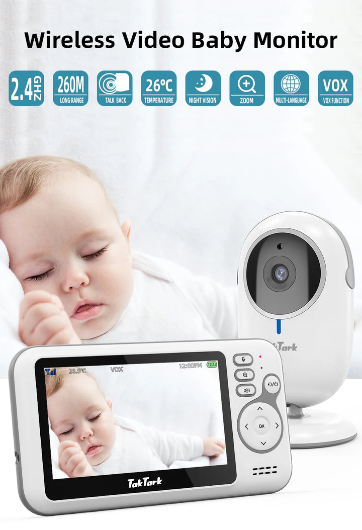 4.3 Inch Video Baby Monitor With Digital Zoom Surveillance Camera Auto Night Vision Two Way Intercom Babysitter Security Nanny - SellerPool