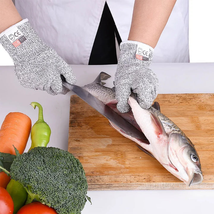 Grade 5 Cut Resistant Gloves Kitchen HPPE Scratch Resistant Glass Cutting Safety Protection for Gardeners - SellerPool