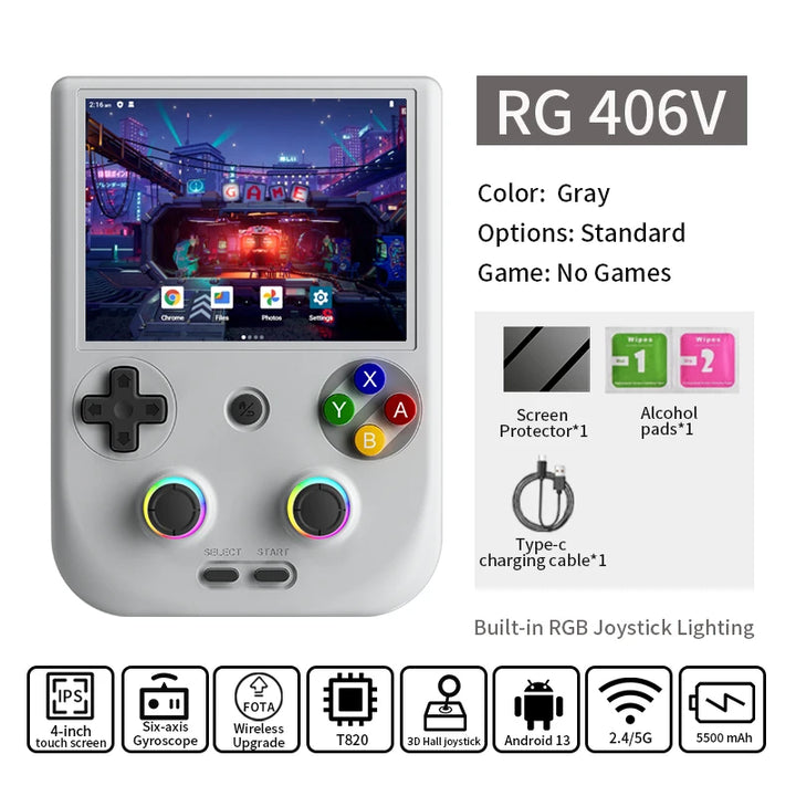 ANBERNIC RG 406V Handheld Game Console 4" IPS Multi-touch Screen Android13 RG406V Retro Video Games Support 1080p DP FOTA Update - SellerPool