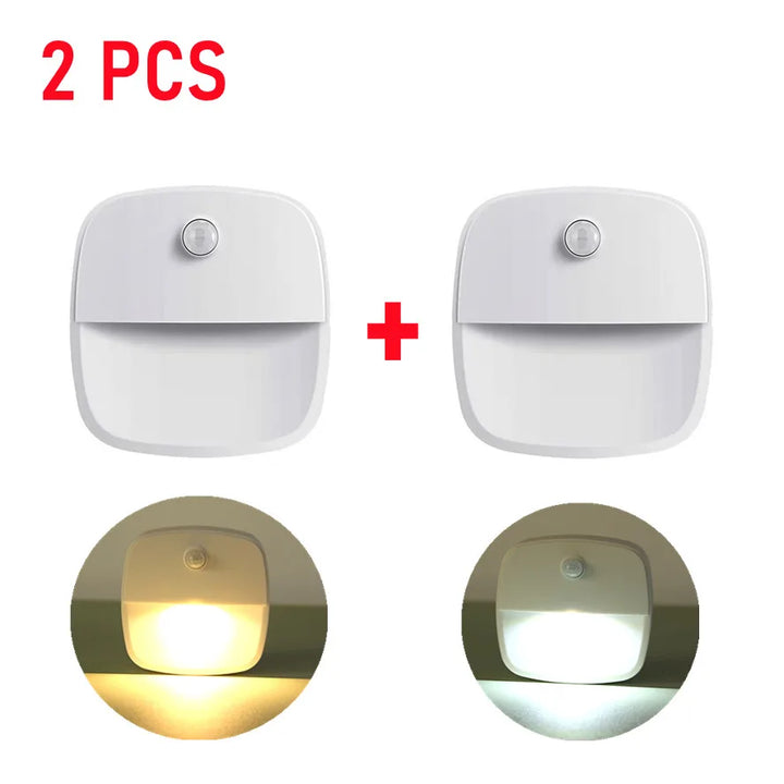 2Pcs Motion Sensor Light Wireless LED Night Lights AAA Battery Powered Bedroom Wall Staircase Closet Aisle Body Induction lights - SellerPool