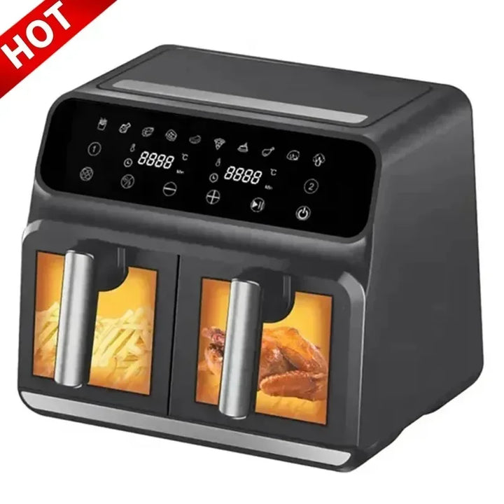 Stainless Steel Dual Basket Smart Air Fryer Ovens with Double Handles - SellerPool