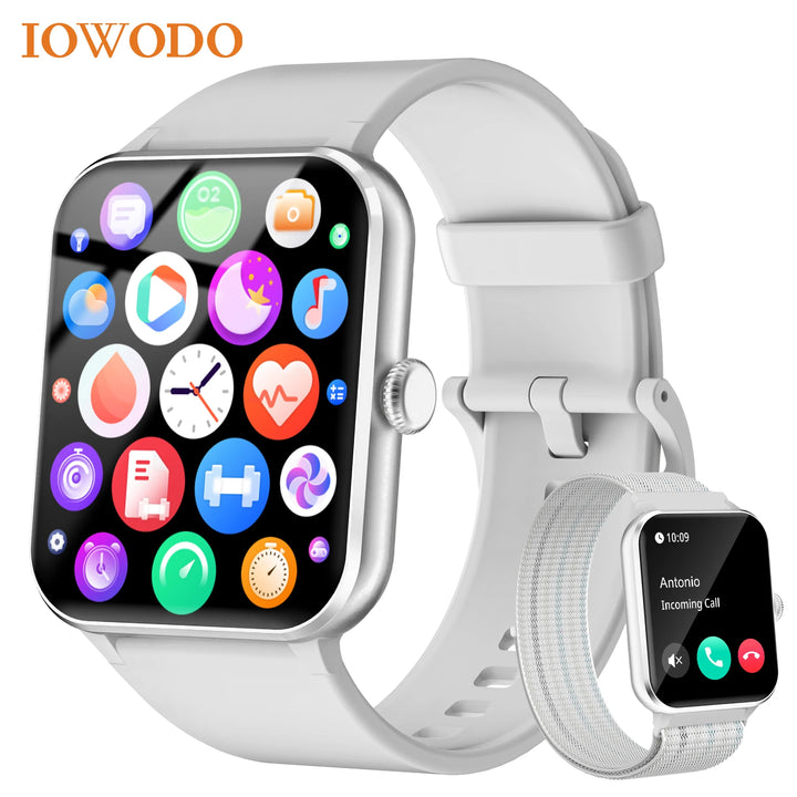 IOWODO Smart Watch Bluetooth Calling 1.85” Full Touch HD Smartwatch 100+ Sport Fitness Tracking Watch with Voice Assistant - SellerPool