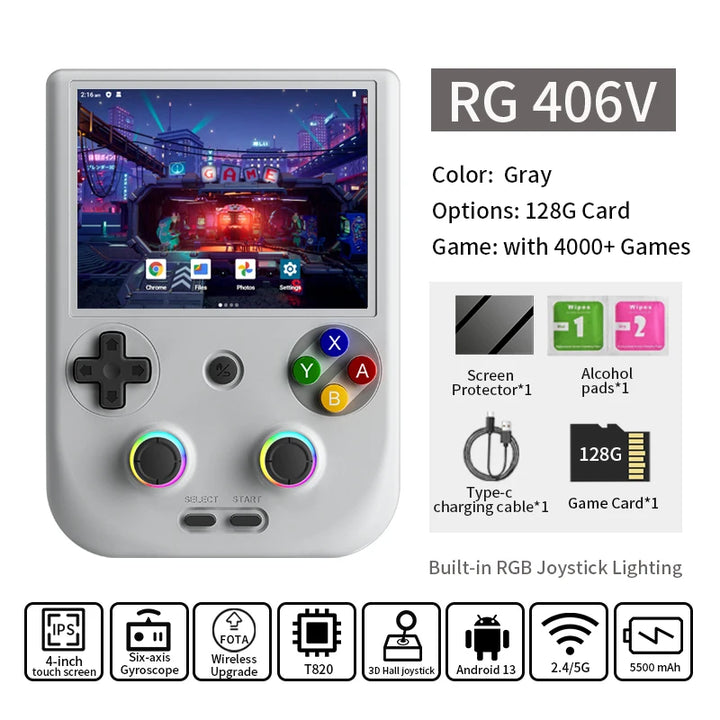 ANBERNIC RG 406V Video Handheld Game Console 4" IPS HD Touch Screen Android 13 Wifi Retro Games Player Supports 1080p DP RG406V - SellerPool