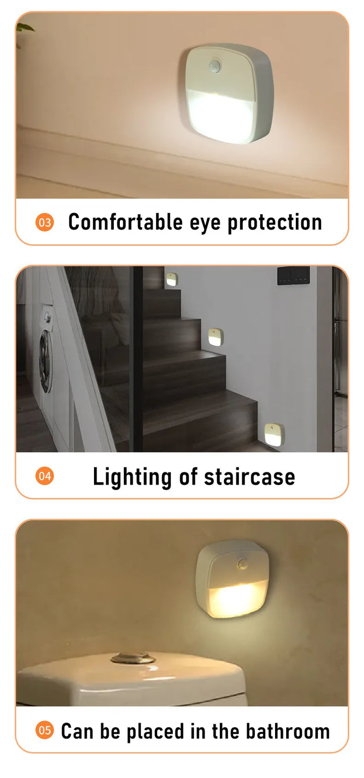 2Pcs Motion Sensor Light Wireless LED Night Lights AAA Battery Powered Bedroom Wall Staircase Closet Aisle Body Induction lights - SellerPool