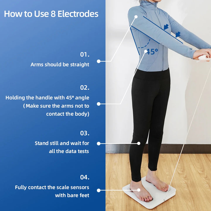 Smart Body Weight Scale Intelligent Body Fat Scale Professional 8 Electrodes Bioimpedance Body Composition Scale Rechargeable - SellerPool