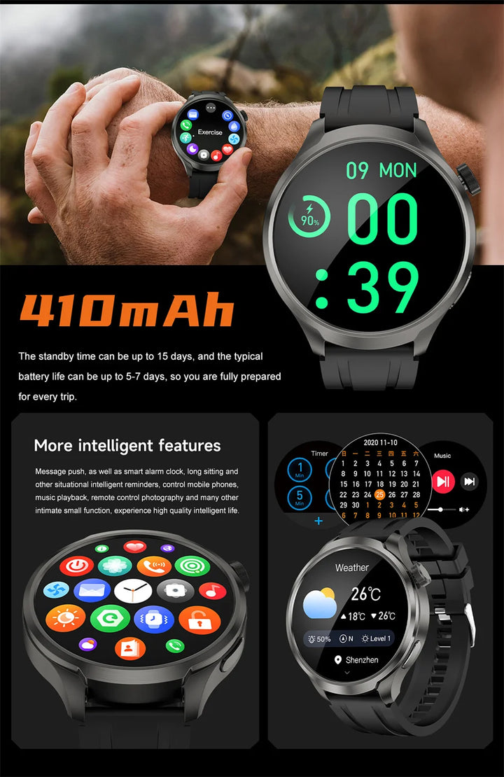 For HUAWEI Outdoor Sports Smart Watch Men 1.85" AMOLED Screen NFC GPS Compass Heart rate Waterproof Bluetooth Call SmartWatch - SellerPool