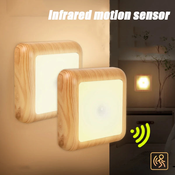 Wood Grain Wireless Battery Led Motion Sensor Night Light for Closet, Cabinet, Stair, and Bedroom - SellerPool