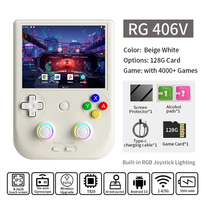 ANBERNIC RG 406V Video Handheld Game Console 4" IPS HD Touch Screen Android 13 Wifi Retro Games Player Supports 1080p DP RG406V - SellerPool