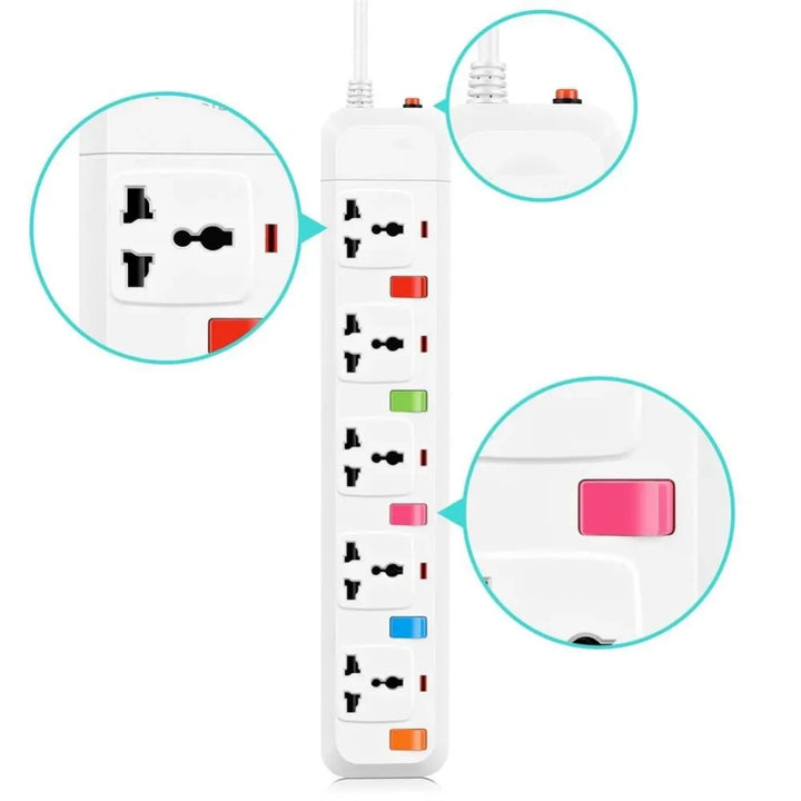 Melery Electrical Power Strip: 3/4/5 Ac Universal Outlets, Usb Ports, Individual Switch Control - SellerPool