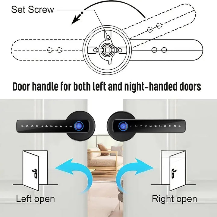 Xsdts Smart Door Lock Handle: Fingerprint, Key Card, Digital Keypad Entry - SellerPool