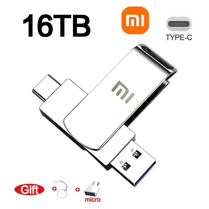 Xiaomi 16TB 3.0 USB Flash Drive Metal High-Speed Pen Drive 2TB 512GB Waterproof Type-C Usb PenDrive For Computer Storage Devices - SellerPool