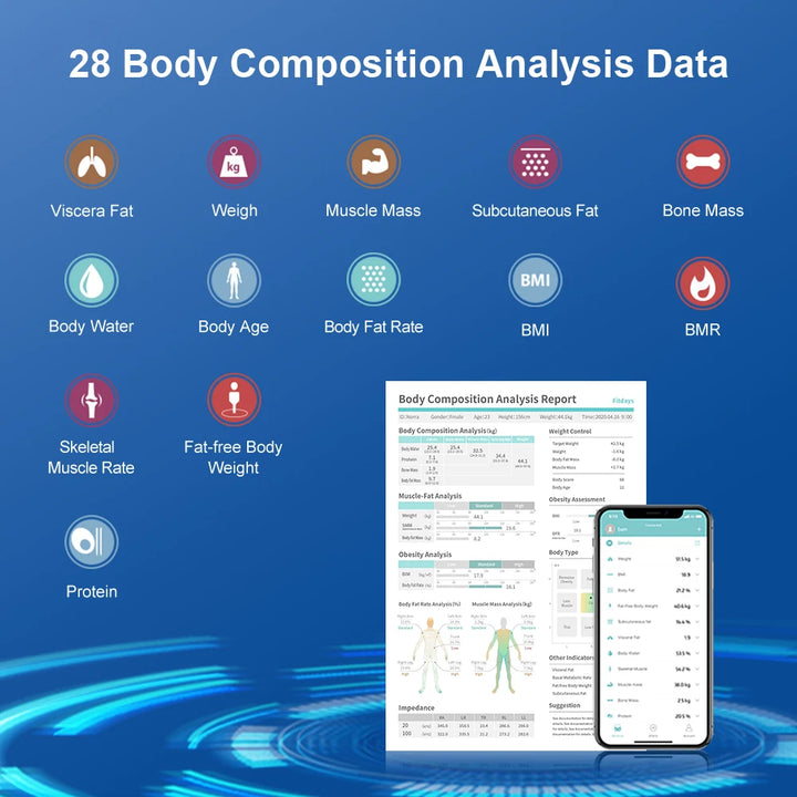 Smart Body Weight Scale Intelligent Body Fat Scale Professional 8 Electrodes Bioimpedance Body Composition Scale Rechargeable - SellerPool