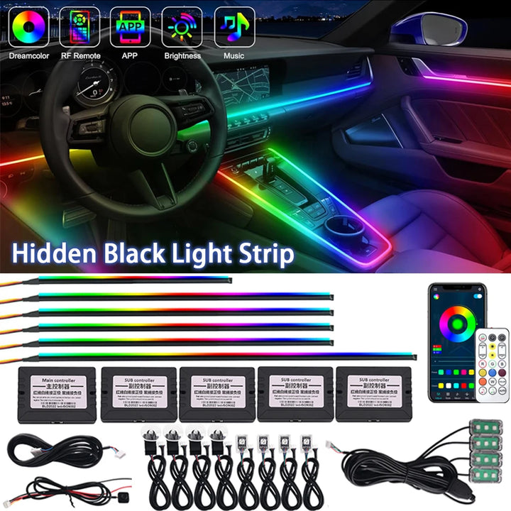 18-in-1 Car Ambient Lights, 213 Colors, LED Strip, Remote-Controlled - SellerPool