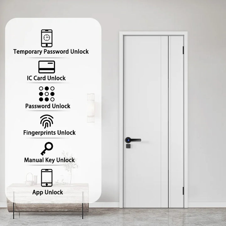 Xsdts Smart Door Lock Handle: Fingerprint, Key Card, Digital Keypad Entry - SellerPool